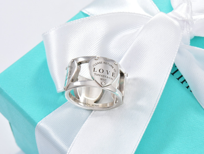 Size 5.5 Please Return Tiffany & Co Love Heart Lock Wide Band Ring