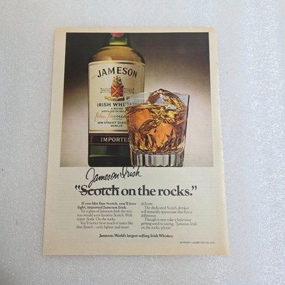 Vintage Print Ad Jameson Irish Whiskey on the Rocks color 8x10.5 1979