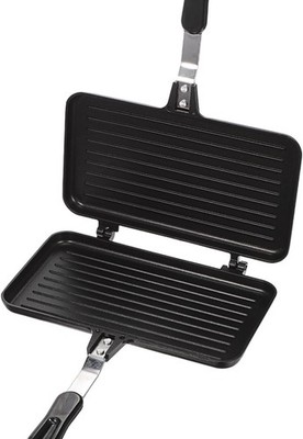 Double-Sided Sandwich Baking Pan Non-Stick Iron Frying Pan with Ergonomic Handle