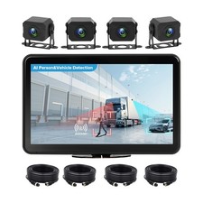 4CH 1080P RV Backup Camera System w/ 10.1"Touch Monitor, DVR, AI Detection