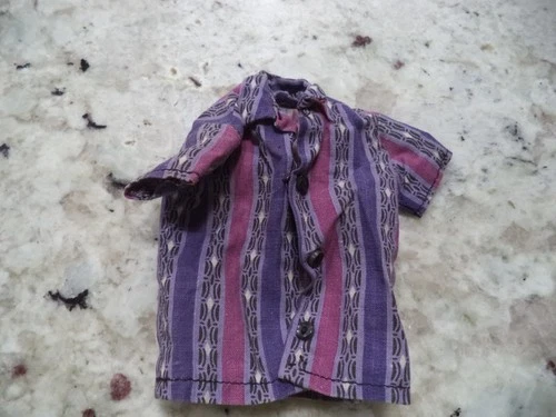 1970s Vintage Barbie KEN BRAD Multi-colored Purple Dress Shirt * Excellent