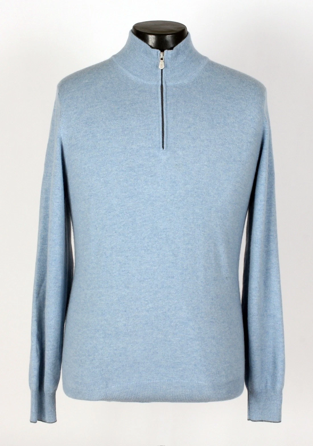 Brunello Cucinelli — Brunello Cucinelli 100% Cashmere 1/2 Zip Sweater - Blue - M - $1400 Retail