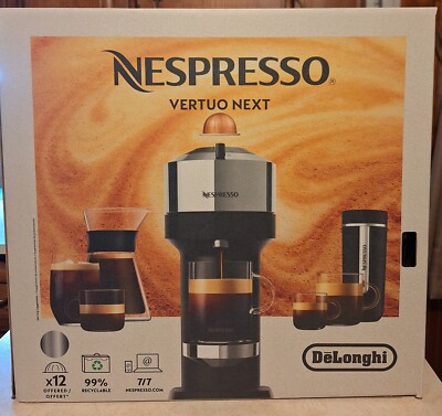NEW Nespresso Vertuo Next Deluxe Coffee And Espresso Machine - Chrome 