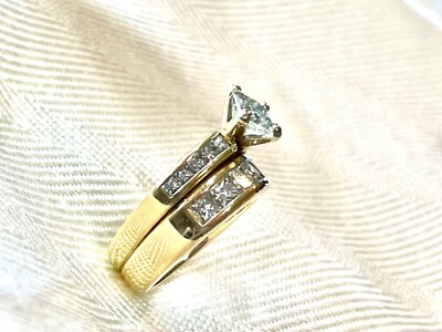 carat Princess Cut Diamond engagement ring and wedding band