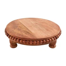 Mud Pie Home Beaded Pedestal Serving Riser Tray Plate 11" x 3.25"