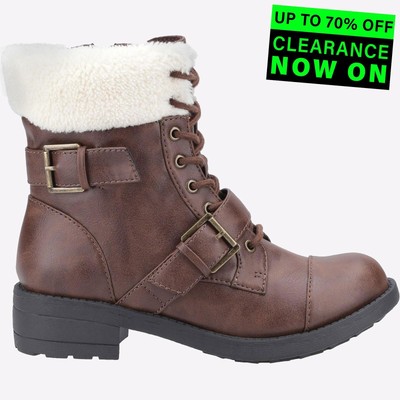 Rocket Dog Travis Womens Girls Classic Casual Fashion Biker Boots Brown
