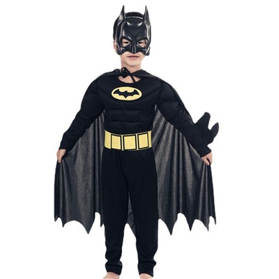Kinder Jungen Muskel Batman Superheld Cosplay Kostüm mit Maske Party Karneval DE