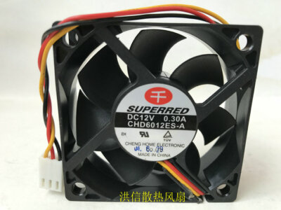For Thousand Red SUPERRED CHD6012ES-A DC12V 0.30A 60*20mm 3-wire 6cm fan