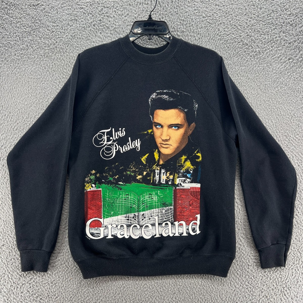 Vintage 90s Elvis Presley Sweater Mens Large Black SweatShirt