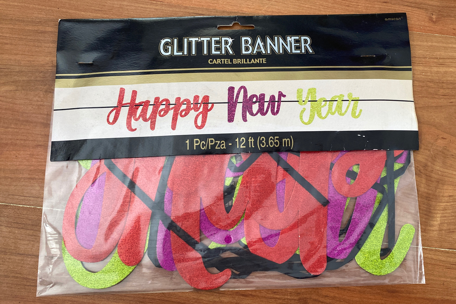Happy New Year Glitter Banner Bunting Pendant for NYE/Christmas/Xmas Party- 12ft