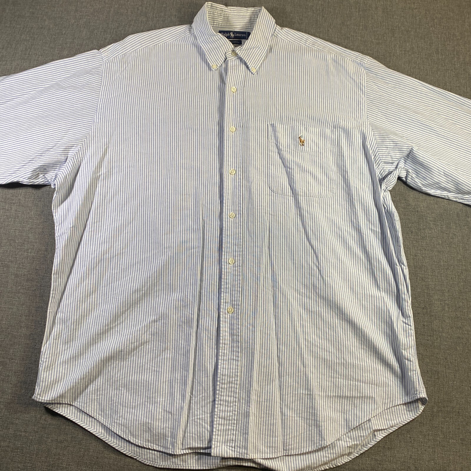 Ralph Lauren Tilden camicia manica lunga bottoni uomo XL bianca a righe carne pony