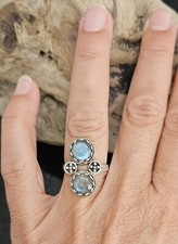 Sterling Silver  Faceted Labradorite Ring, Size 7.5"