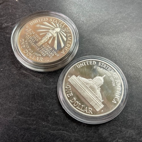 1986 S & 2000 P $1 US MINT PROOF 90% SILVER DOLLAR COMMORATIVE 2 COIN LOT - Picture 4 of 4