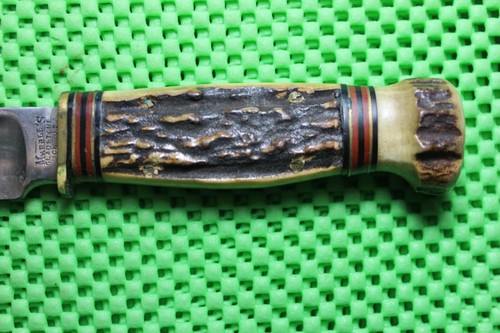 Marbles Gladstone IDEAL Knife Roller Coaster Stamp Bone Stag w/ Sheath Ref# 50e - Picture 5 of 9