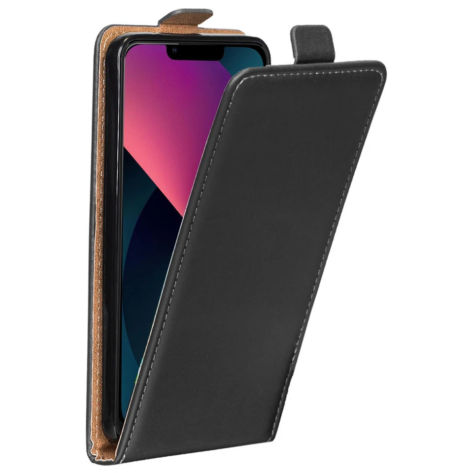 iPhone Klapptasche Hülle Schwarz Kunstleder Schutz Wallet Case Cover Top Angebot - Bild 3 von 4