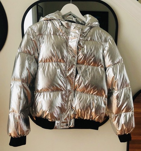 MAJE Silver Bomber Down Jacket Unisex 