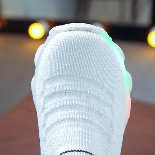 Kids Sneakers Children Baby Girls Boys Letter Mesh LED Luminous Socks Sport Run - Picture 3 of 16