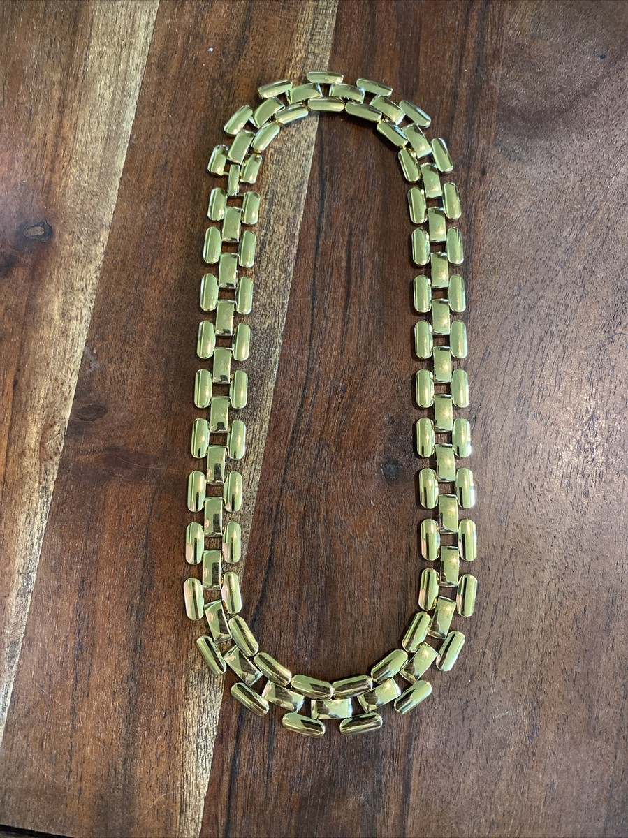 VTG Napier Necklace Chain Link Gold Tone Chunky Modern Late 80s 90s 16