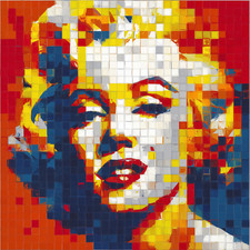 💋 Invader Marilyn – Red Rubik Shot Giclée | 30x30"  Pop Art Print 🖼️ V12