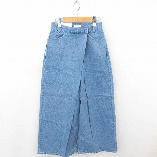 Kurane Clane Tagged Pants Denim Jeans Wide High Waist Deformation Wash Processin