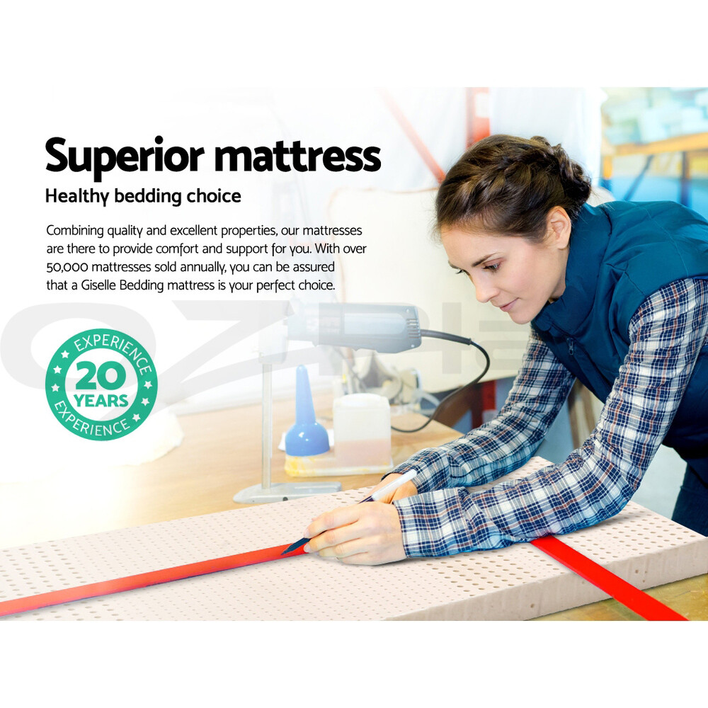 Giselle Bedding 7 Zone Latex Mattress Topper Underlay 7.5cm Queen Mat
