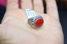 NEW MEXICAN DESIGNER 8 ctw OVAL CABOCHON JASPER 925 STERLING SILVER RING SZ 5.5
