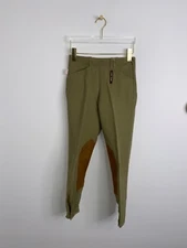 The Tailored Sportsman English Riding Beige Green Pants Breeches 24R Equestrian
