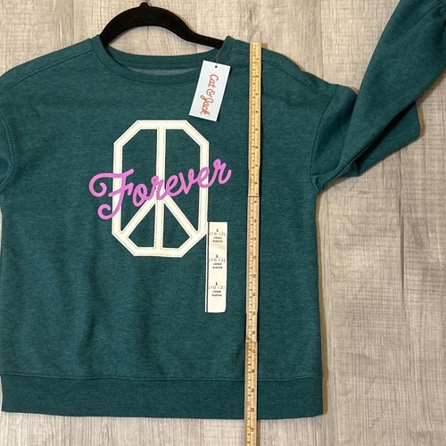NWT Girls' Fleece Crew Pullover Sweatshirt - Cat & Jack, Dark Green Size Large - Picture 13 of 16