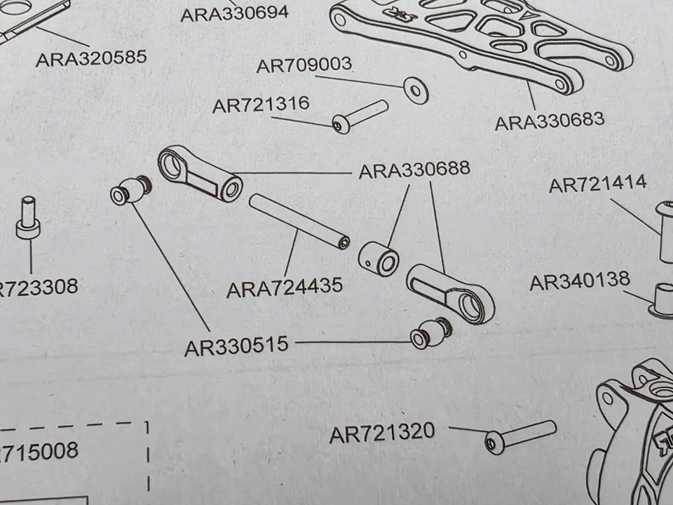 Arrma Rod End Set ARA330688 Upper Arms Vendetta Infraction 1/8 Scale RC Car NEW - Image 2 of 4