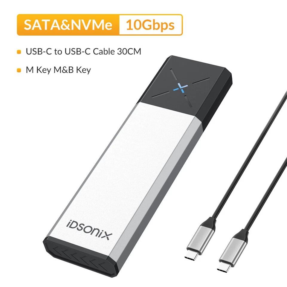 IDSONIX M.2 NVME SATA SSD Gehäuse Dual Protocol USB 3.2 Gen 2 10Gbps mit UASP