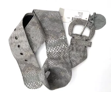 Chico’s Womens Belt Large Sash Silver Gray Wide NWT Boho Preppy Hipster