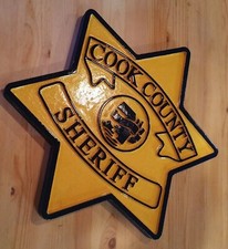 Cook County Sheriff Police Star 3D routed wood Patch Sign Custom