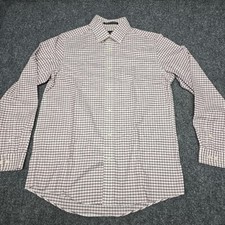 Eddie Bauer Shirt Mens Medium Relaxed Fit Casual Button up Graph Plaid Wrinkle