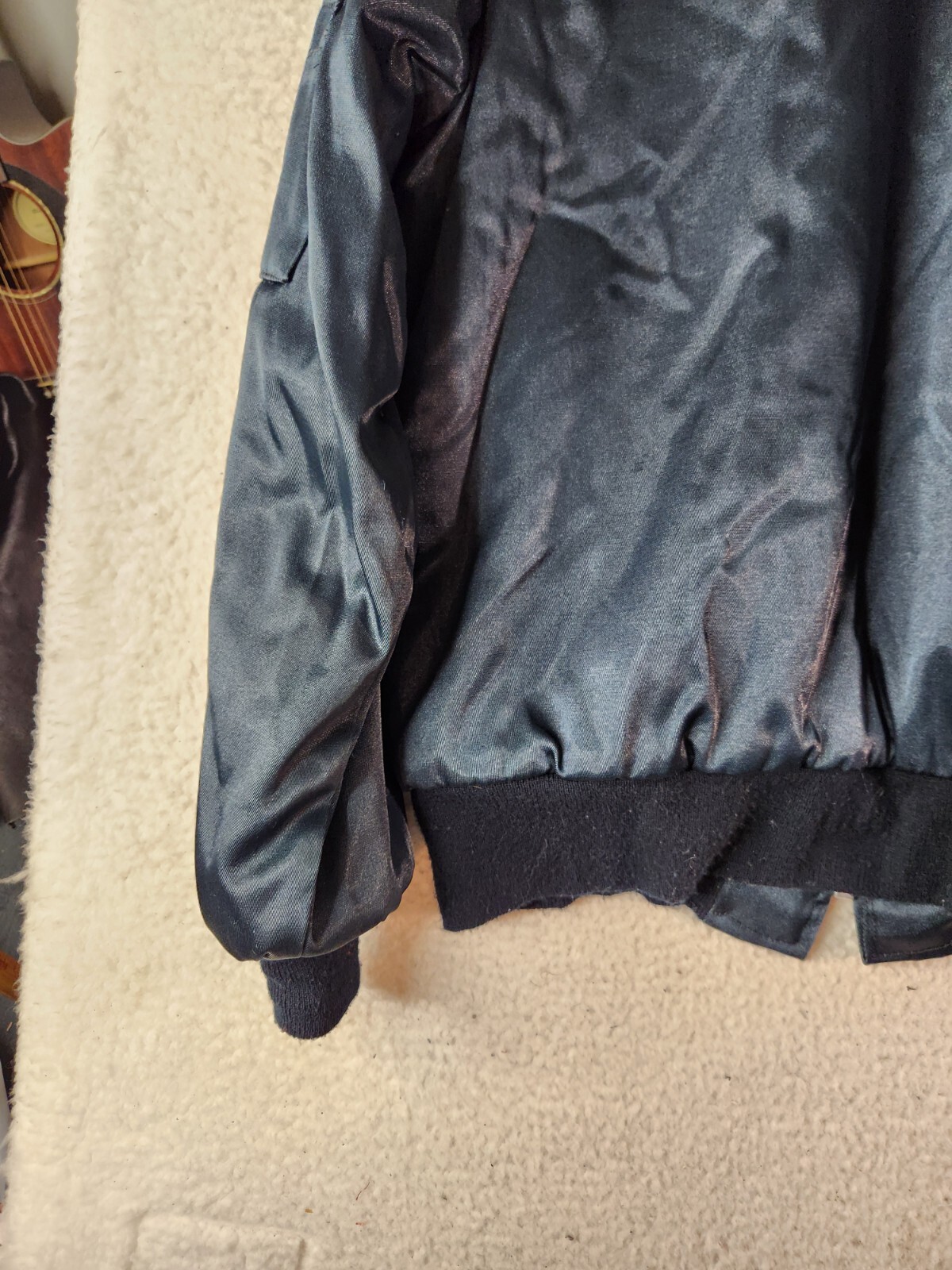 Vtg Flight Jacket Outer Shell Full Zip Quilted Li… - image 15