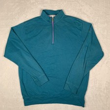 Peter Millar Interlock 1/4 Zip Sweater Mens Large Blue Mock Neck Cotton Pullover