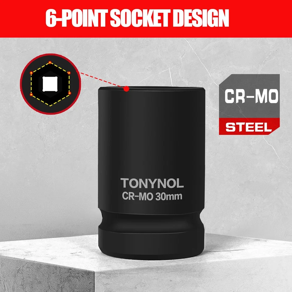 3/4 Inch Drive Deep Impact Socket Set6-PointMetric Size22mm to 41mm10 PcsCr-M... - Image 3 of 4