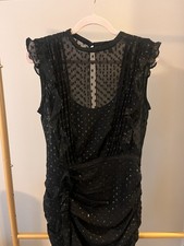 Express Women’s Black Mini Dress w Open Back, Lace and Dotted Glitter Accent (M)