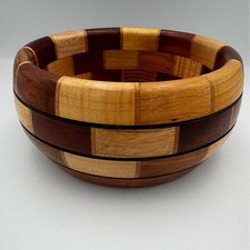 Handcrafted Segmented Wood Bowl Walnut, Maple Cherry Signed Artisan Piece