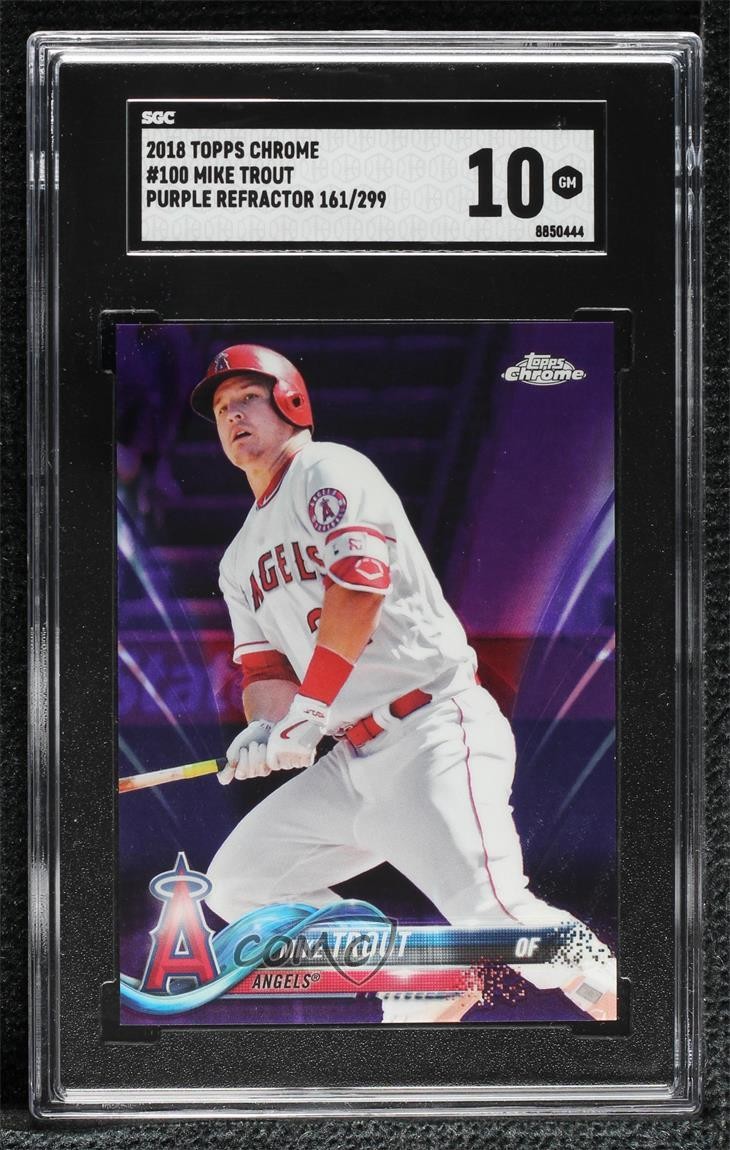 2018 Topps Chrome Purple Refractor 161/299 Mike Trout #100 SGC 10 GEM 0aa7