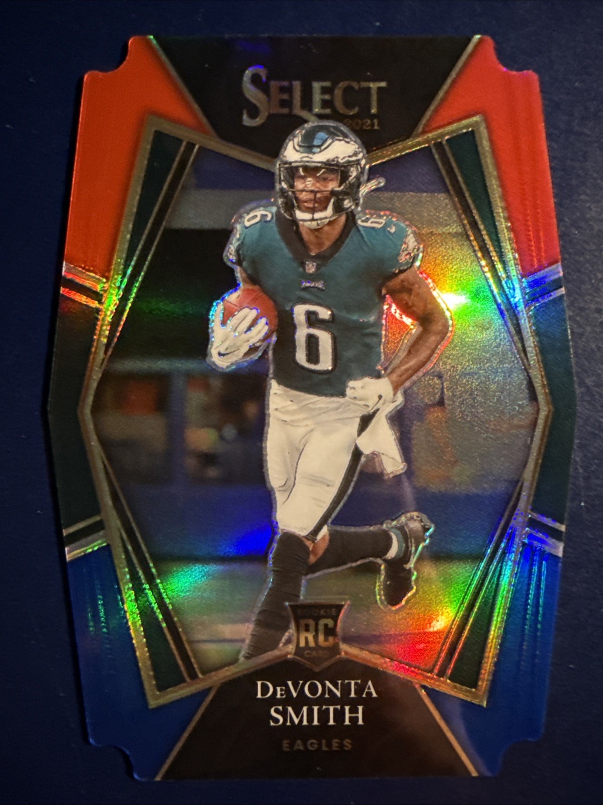 2021 Panini Select - Premier Level Devonta Smith #149 Red & Blue Die-Cut (RC)