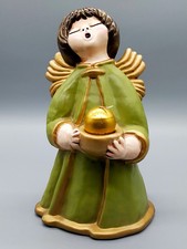 Original Bozner Engel THUN &ndash; Gro&szlig;e Engel Figur in Gr&uuml;n mit Kerzenhalter
