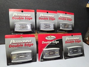 VINTAGE LOT NOS PERSONNA DOUBLE EDGE PLATINUM RAZOR BLADES 6 PACKS