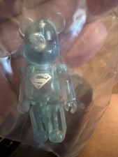 BE RBRICK Superman Logo Clear Blue Translucent Bear Figure 2008 No Box or Card