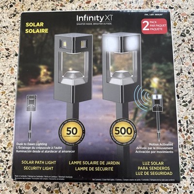 Infinity X1 Motion Activated Solar Security Pathway light, 2 Pack 50&500 Lumens