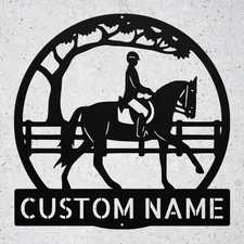 Custom Horse Rider Metal Sign Personalized Equestrian Wall Decor Plaque Gift