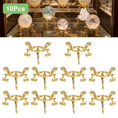 10Pcs Gold Crystal Ball Display Stands for Spheres Eggs Minerals Gemstone Holder