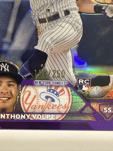 ANTHONY VOLPE 2023 Topps Chrome #4 Purple Refractor /250 RC Yankees - Picture 2 of 3