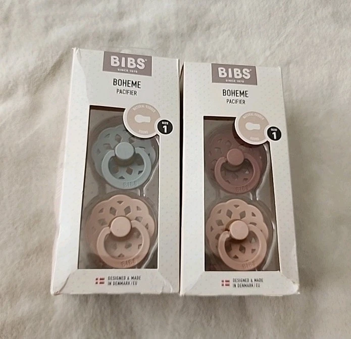 BIBS Boheme Natural Rubber Pacifiers 2-Packs Size 1 Pink & Bluish Grey 2pk
Opens in a new window or