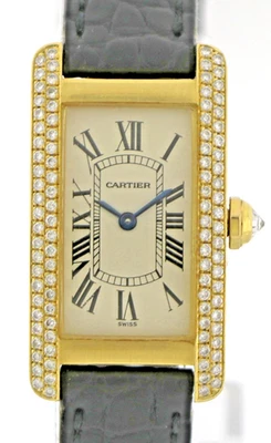 Cartier Tank Americane Lady 750/18K Gold Damenuhr mit Brillantbesatz Ref. 1710 - Bild 1 von 4