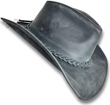 Oztrala Leather Cowboy HAT Australian Outback Western Men Women XX-Large Black